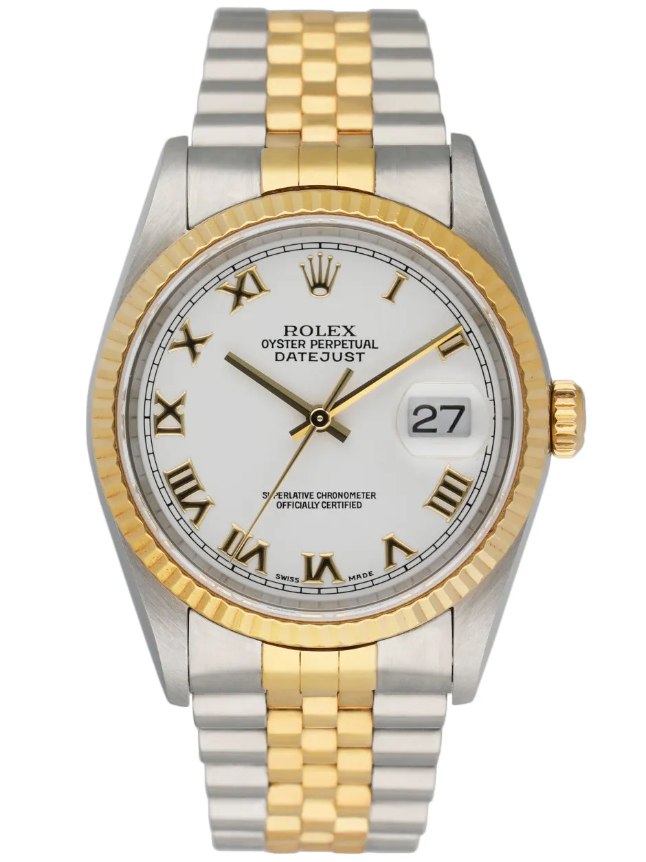 Rolex Datejust 16233 White Dial Mens Watch Box & Papers