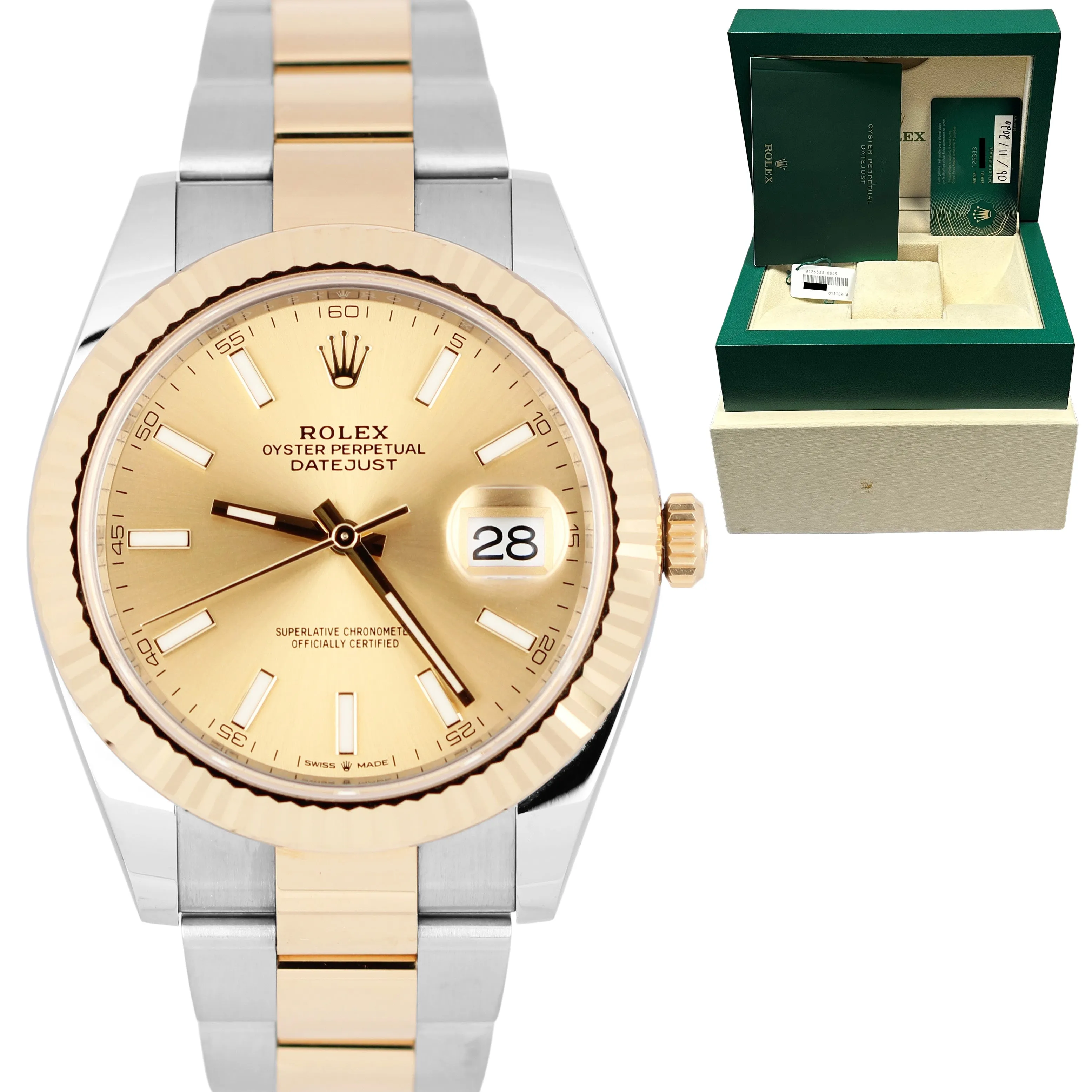 Rolex Datejust 41 Two-Tone 18k Yellow Gold Steel Champagne 41mm 126333 Watch B P