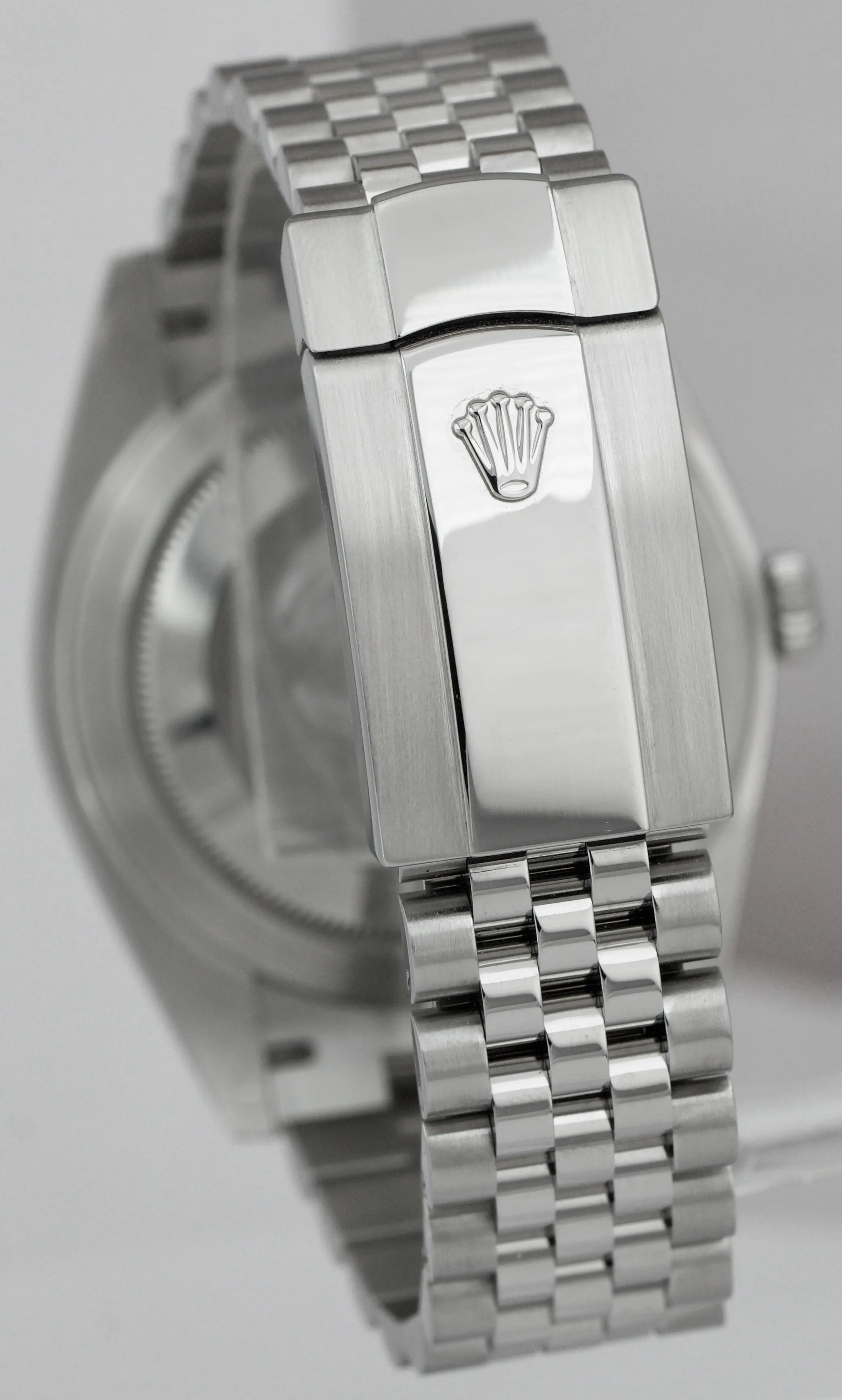 Rolex DateJust 41mm Stainless Steel White Gold Fluted BLACK JUBILEE Watch 126334