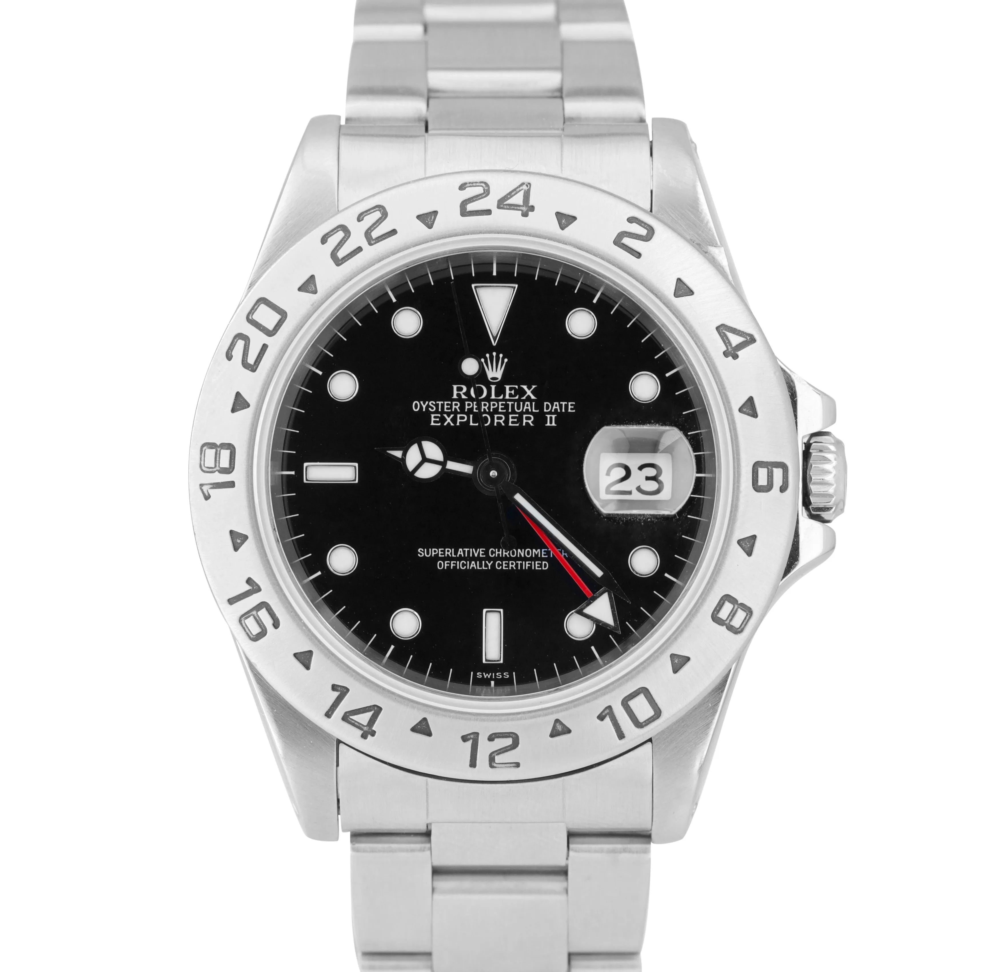 Rolex Explorer II Black SWISS ONLY Stainless Automatic 40mm GMT 16570 Date Watch