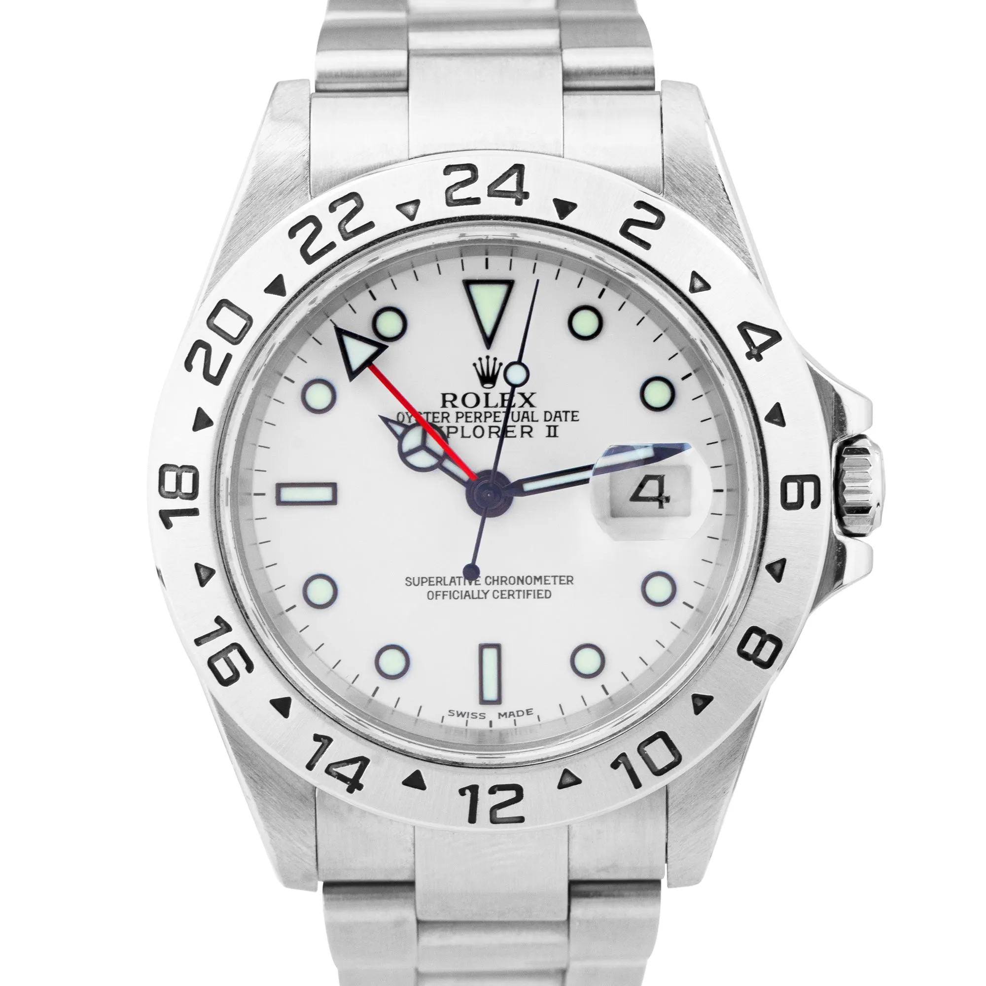 Rolex Explorer II Polar White Stainless Steel GMT SEL Oyster 40mm Watch 16570