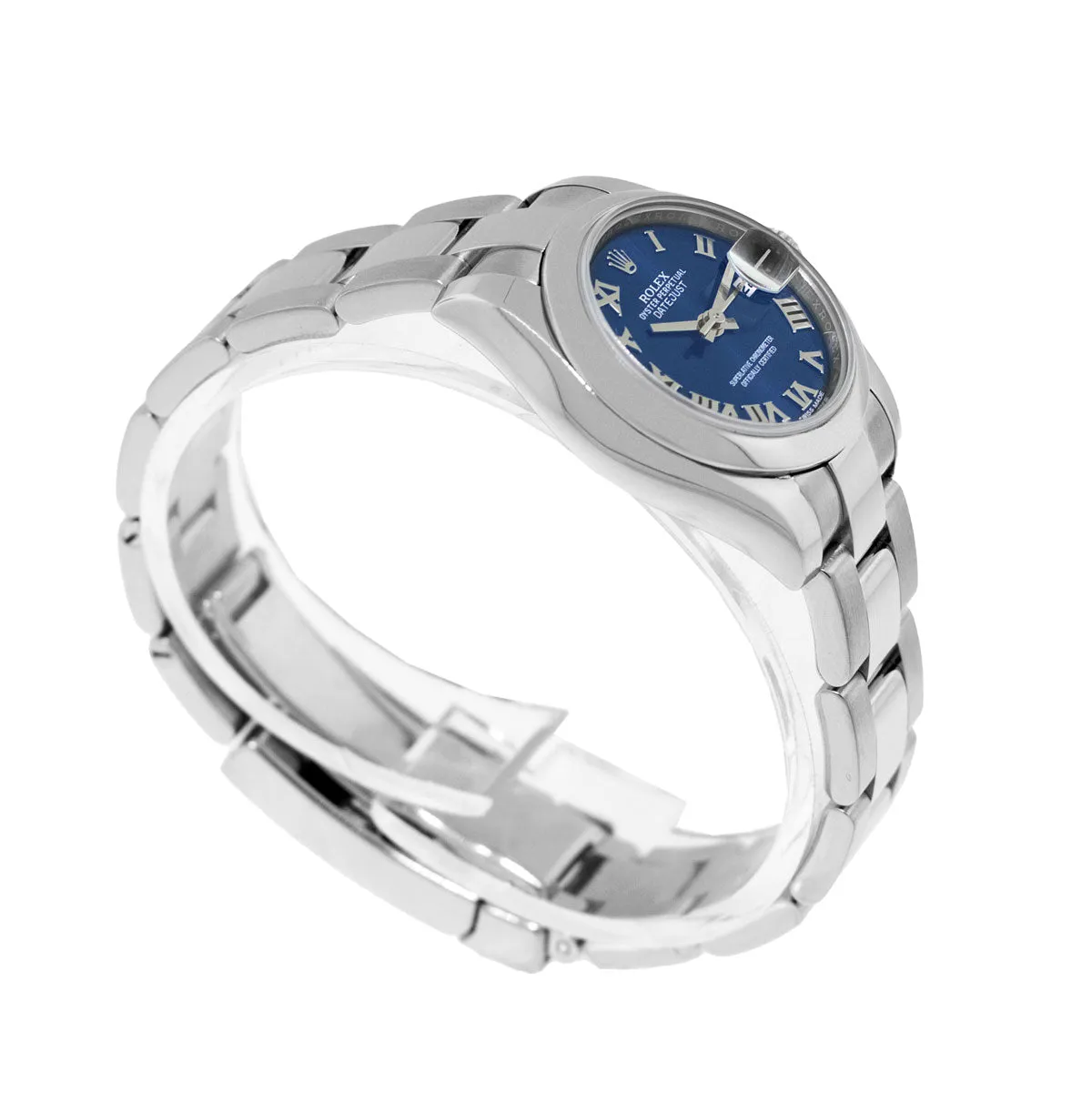 Rolex Lady Datejust 26mm Stainless Steel Blue Roman Dial & Smooth Bezel 179160