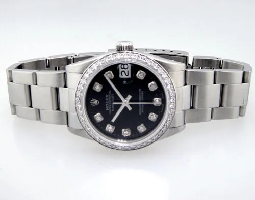 Rolex Lady-Datejust 31mm Stainless Steel Black Diamond Dial & Bezel 68240