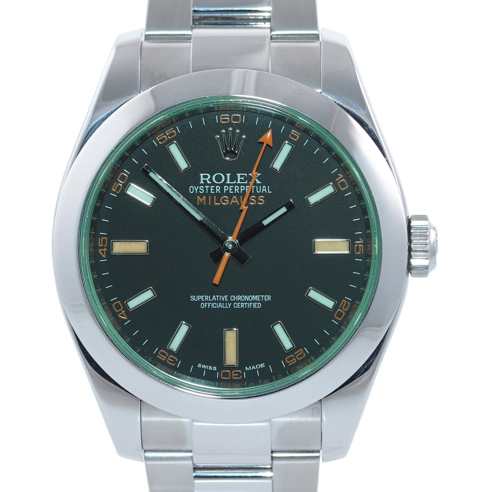 Rolex Milgauss Green Anniversary 116400 GV Steel Black Green Watch Box