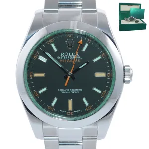 Rolex Milgauss Green Anniversary 116400 GV Steel Black Green Watch Box