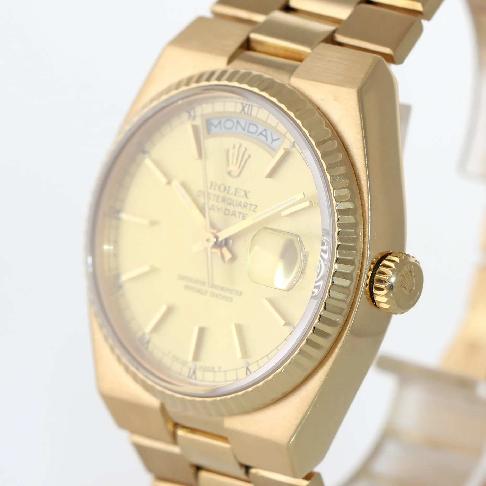 Rolex OysterQuartz Day Date President 19018 Solid 18k Yellow Gold Champagne Watc