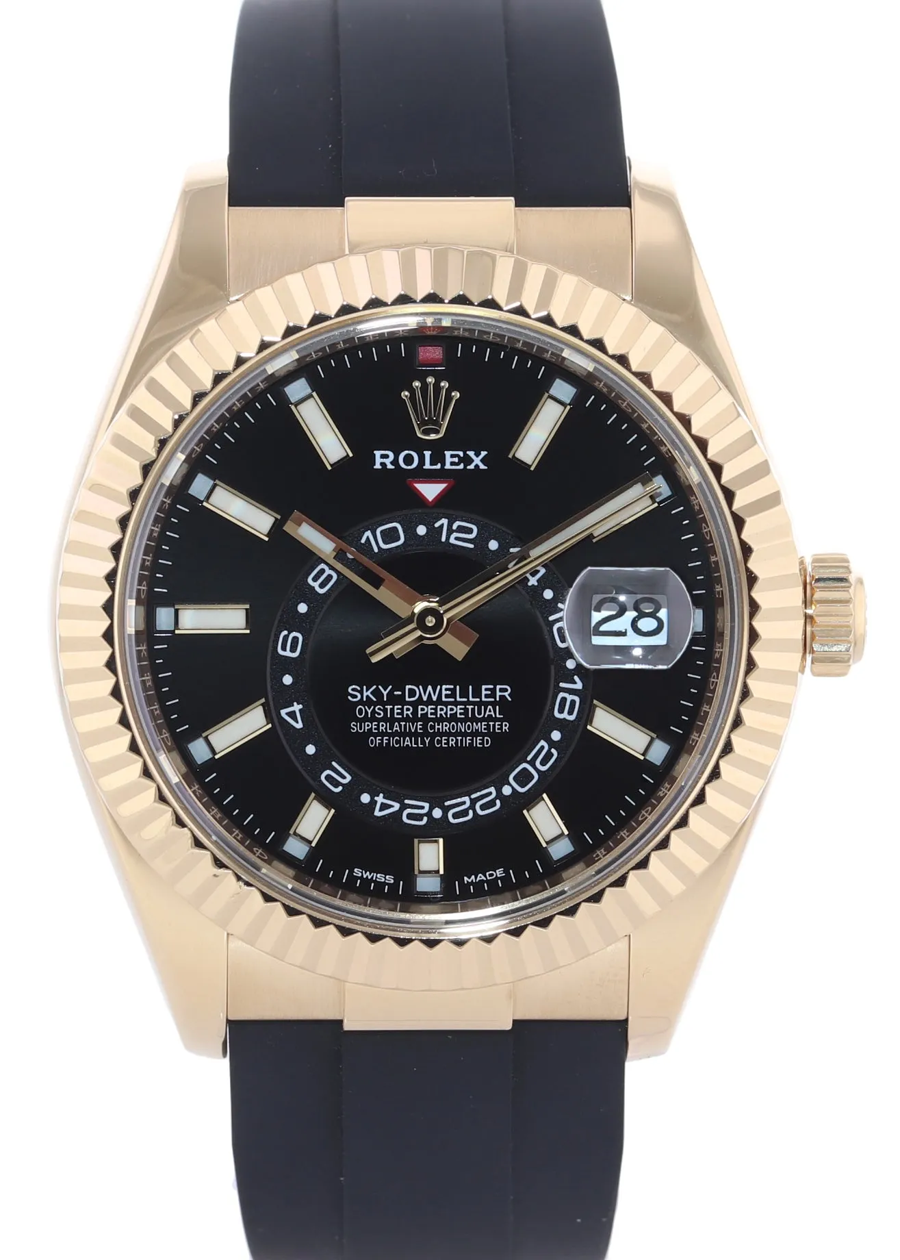 Rolex Sky-Dweller 18K Yellow Gold Black Oysterflex 42mm 326238 Watch Box