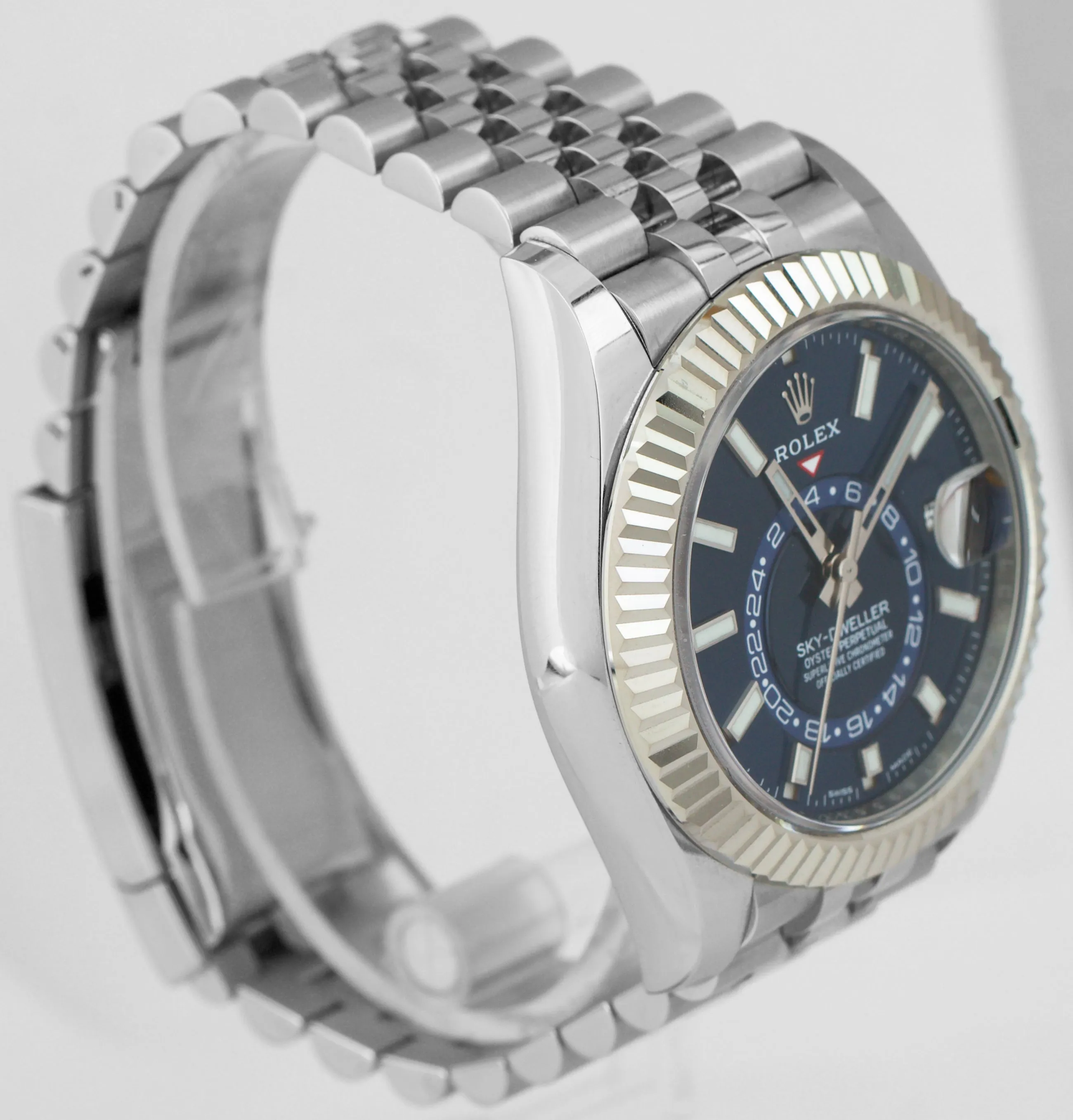 Rolex Sky-Dweller Steel Jubilee 18K White Gold Steel BLUE 326934 42mm Watch BOX