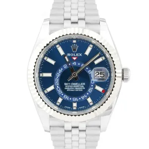 Rolex Sky-Dweller Steel Jubilee 18K White Gold Steel BLUE 326934 42mm Watch BOX