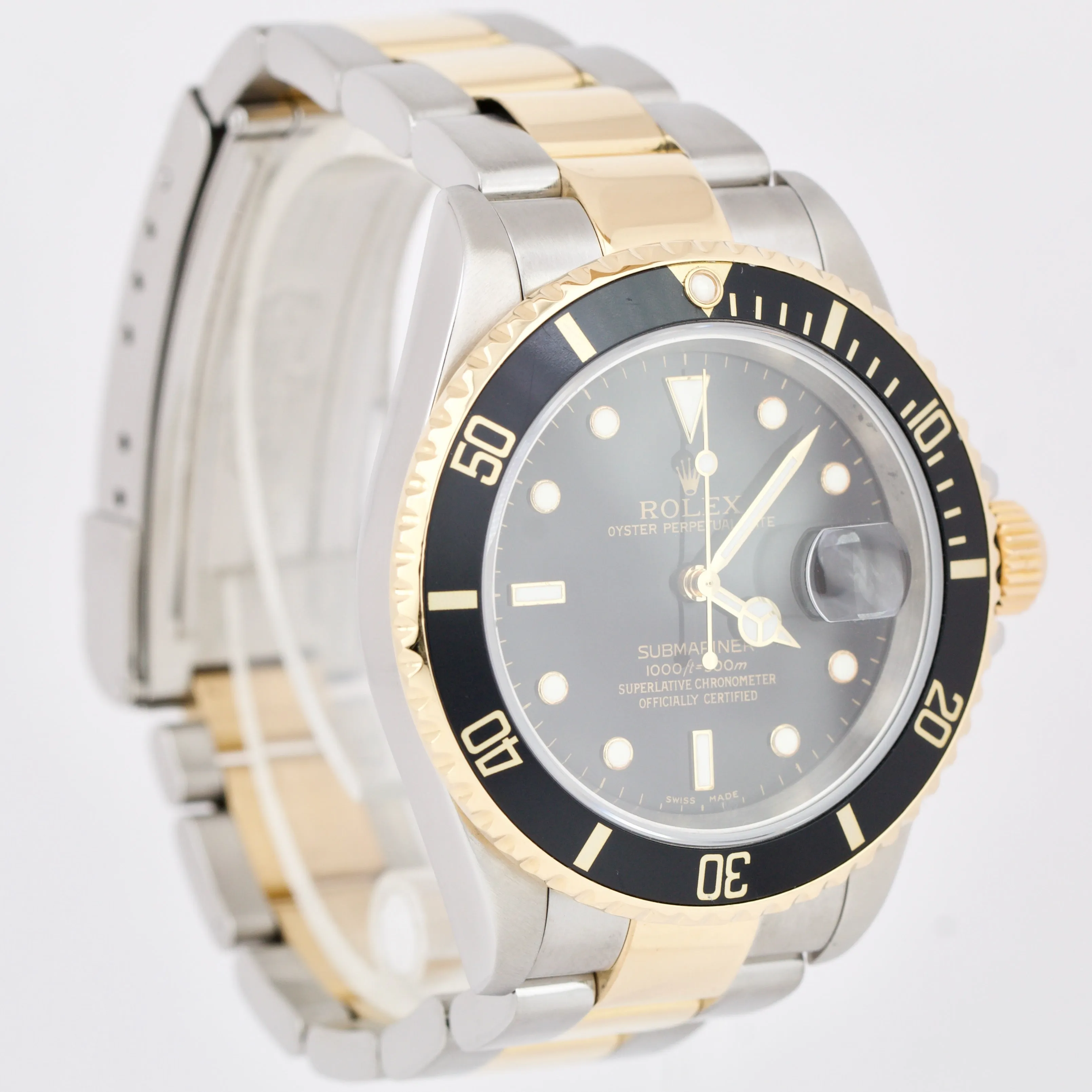 Rolex Submariner Black Two-Tone NO HOLES CASE 18K Yellow Gold 16613 40mm B P