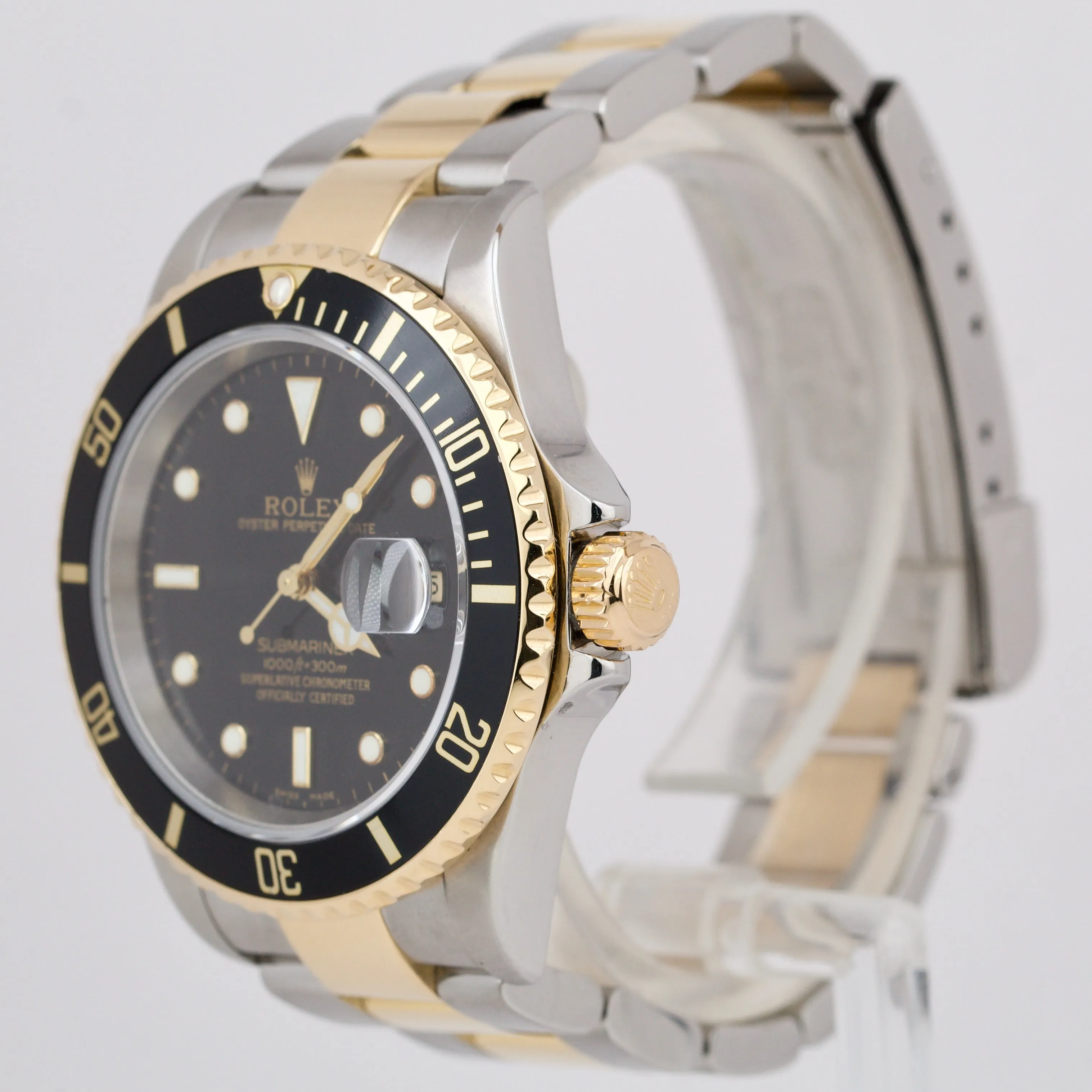 Rolex Submariner Black Two-Tone NO HOLES CASE 18K Yellow Gold 16613 40mm B P