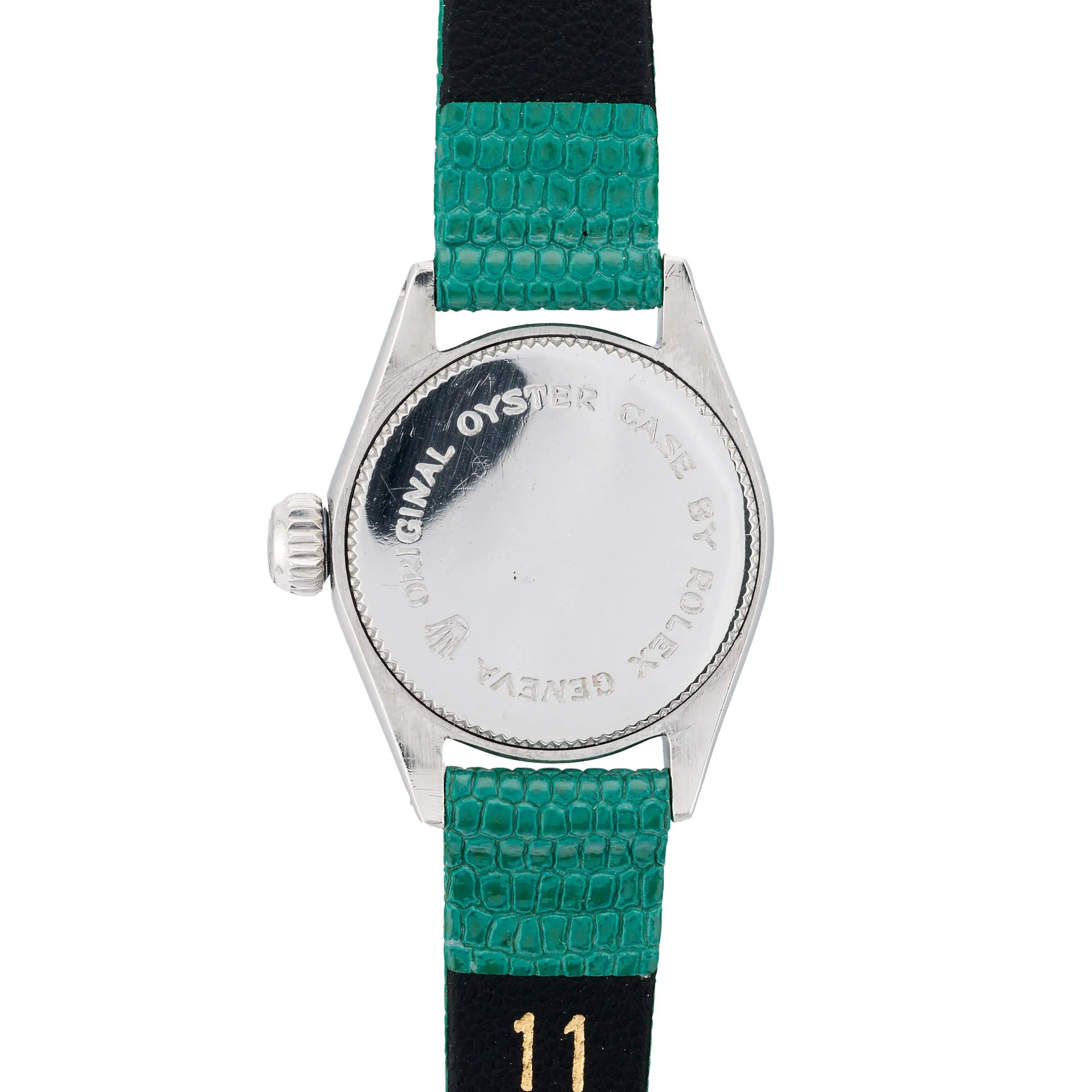 Rolex Tudor Vintage Stainless Steel Ladies Wrist Watch on Green Lizard Strap