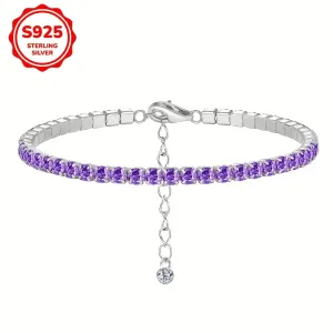 Romantic Tennis Bracelet 925 Sterling Silvery Adjustable Hypoallergenic