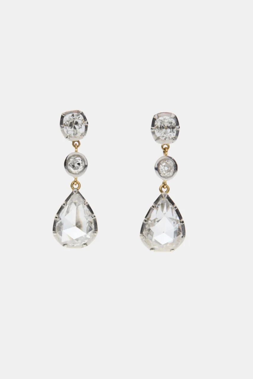 Rose Cut Antique Diamond Earrings