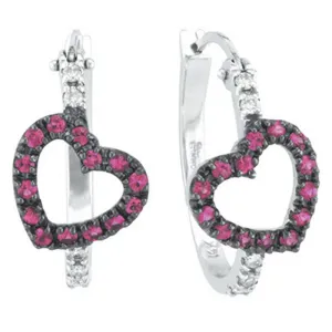 Rose Sapphire & Diamond Earrings White Gold 14K White  Gold (0.57 Ctw)