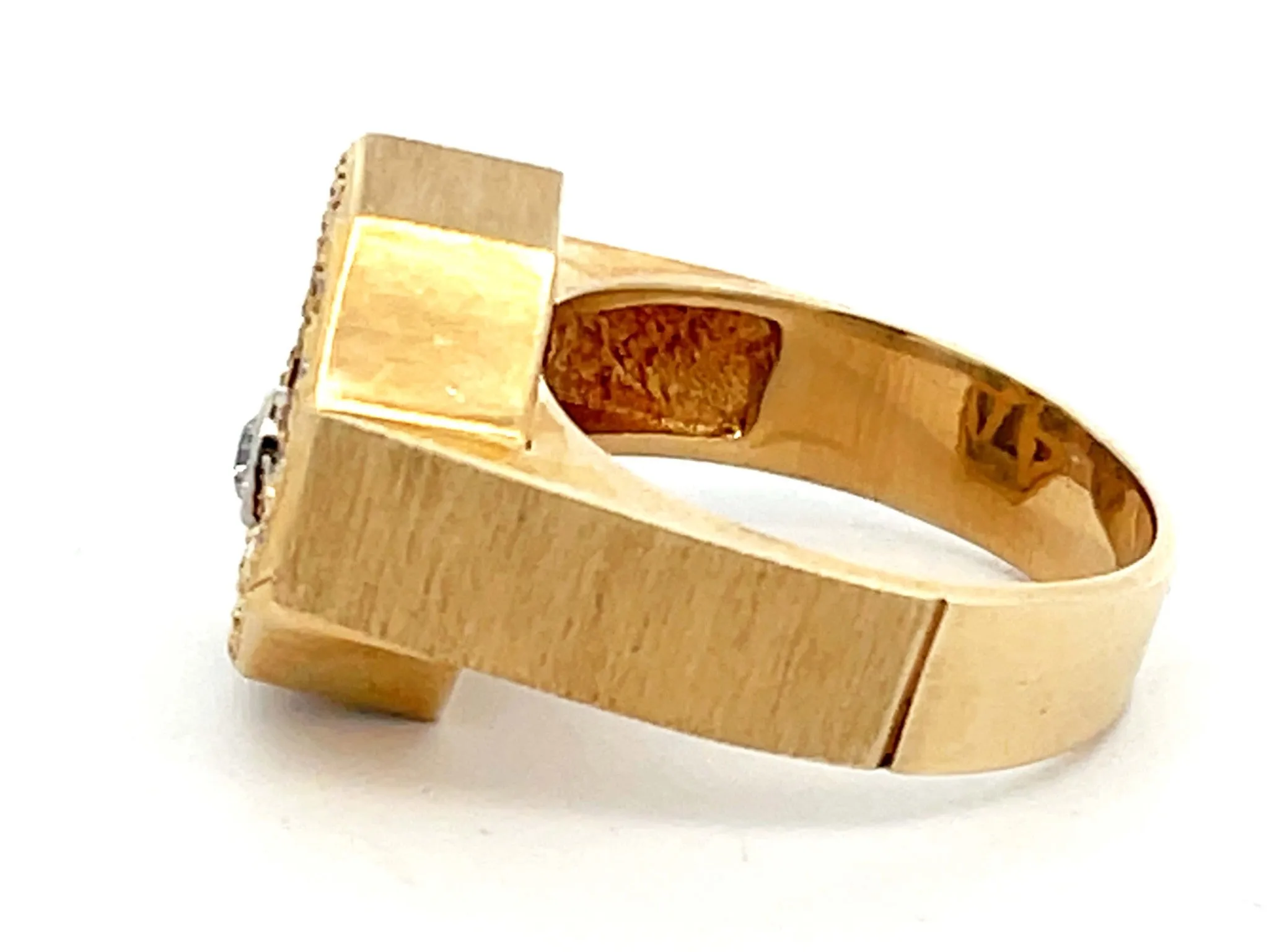 Rotating Diamond Ring on Black Onyx with Diamond Halo in 14k Yellow Gold
