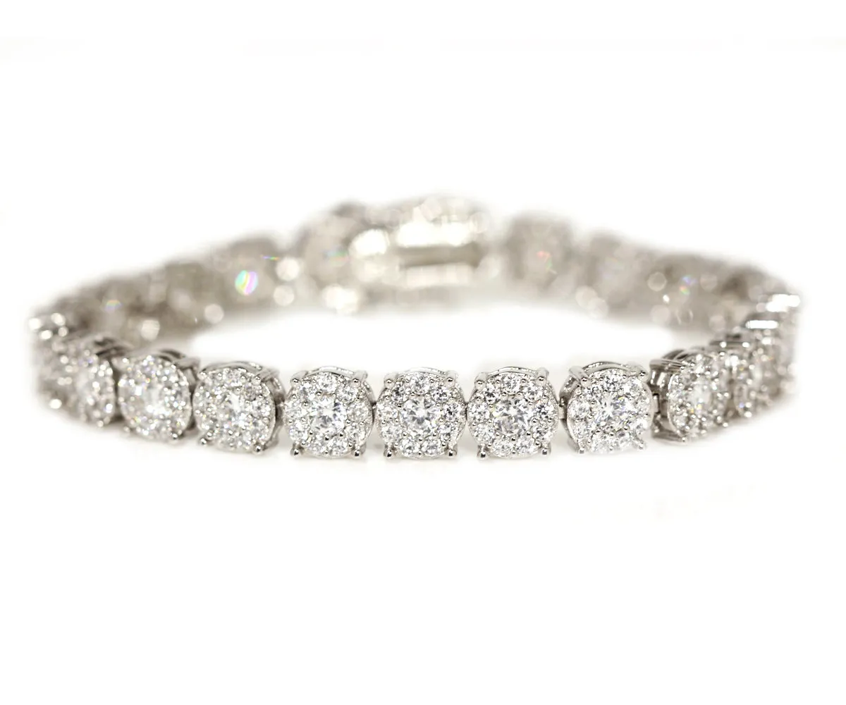 Round Halo Crystal Tennis Bracelet
