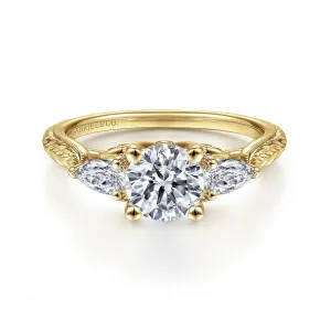 Round Three Stone Diamond Tapered Engagement Ring Mounting