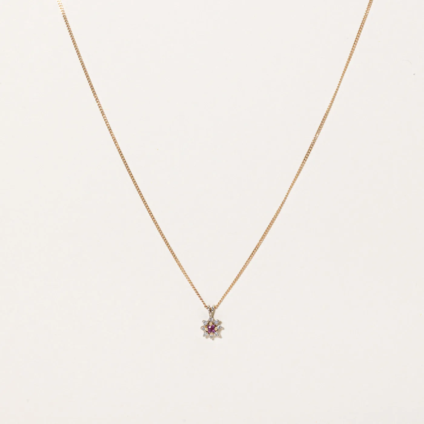 Ruby & Diamond Pendant & Necklace | 0.10ct, 0.08ctw | 18" |