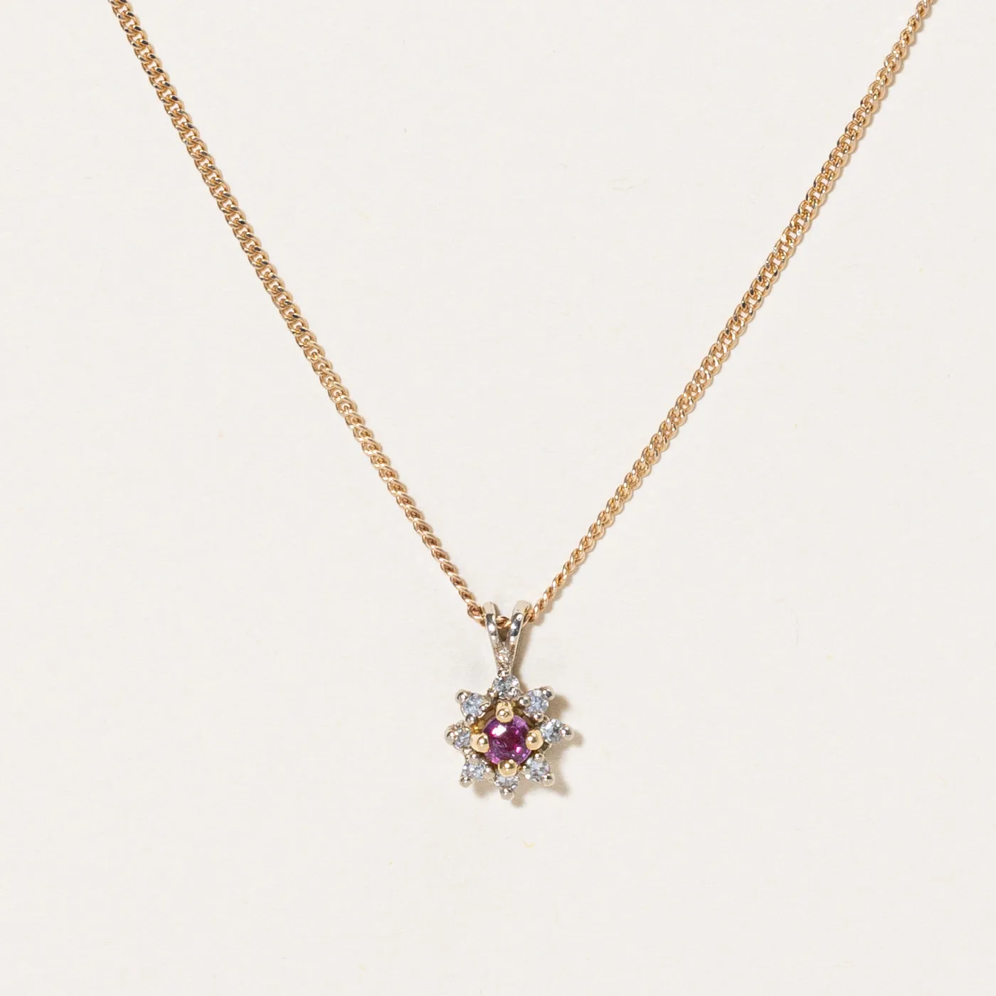 Ruby & Diamond Pendant & Necklace | 0.10ct, 0.08ctw | 18" |