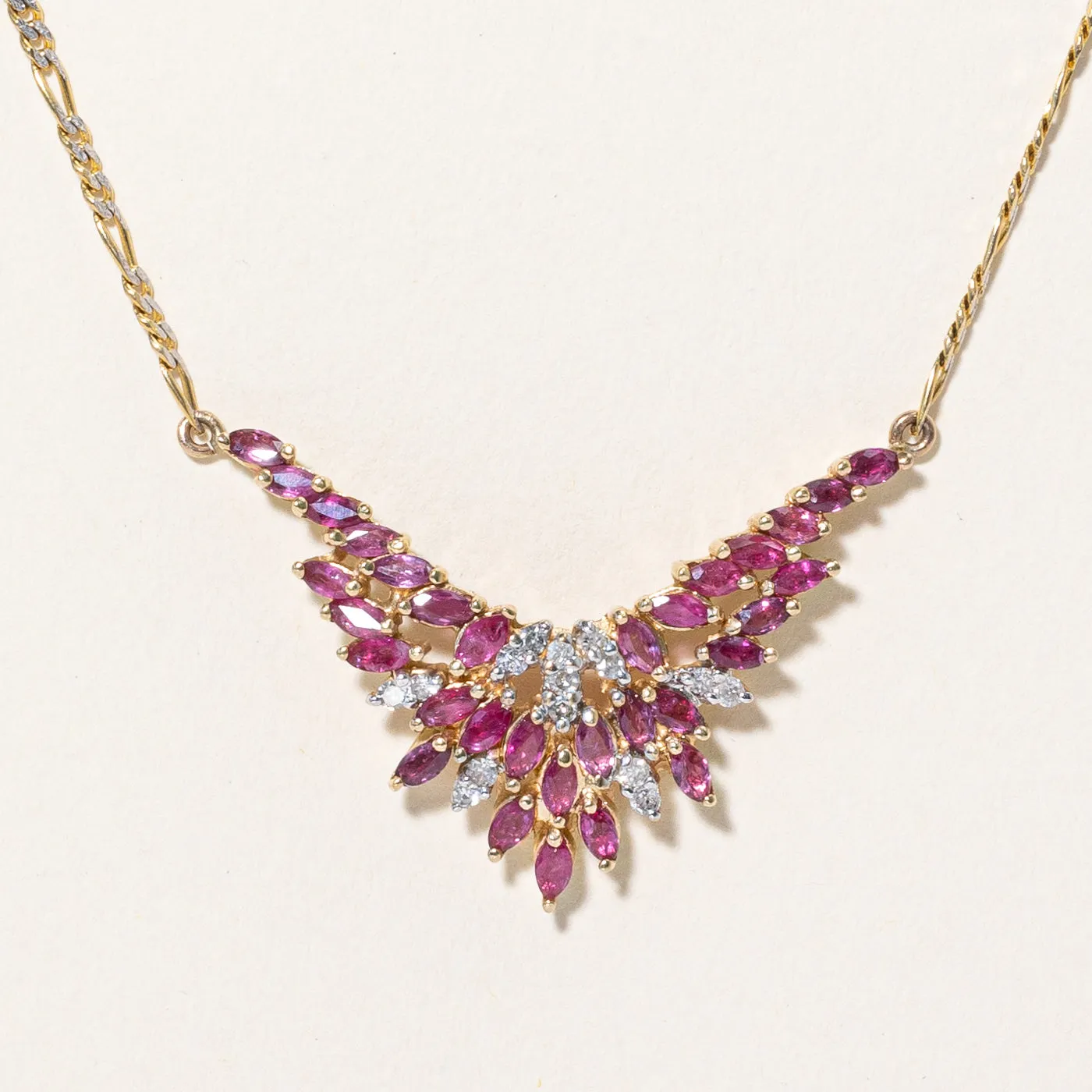 Ruby & Diamond Pendant Necklace | 1.60ctw, 0.30ctw | 19" |