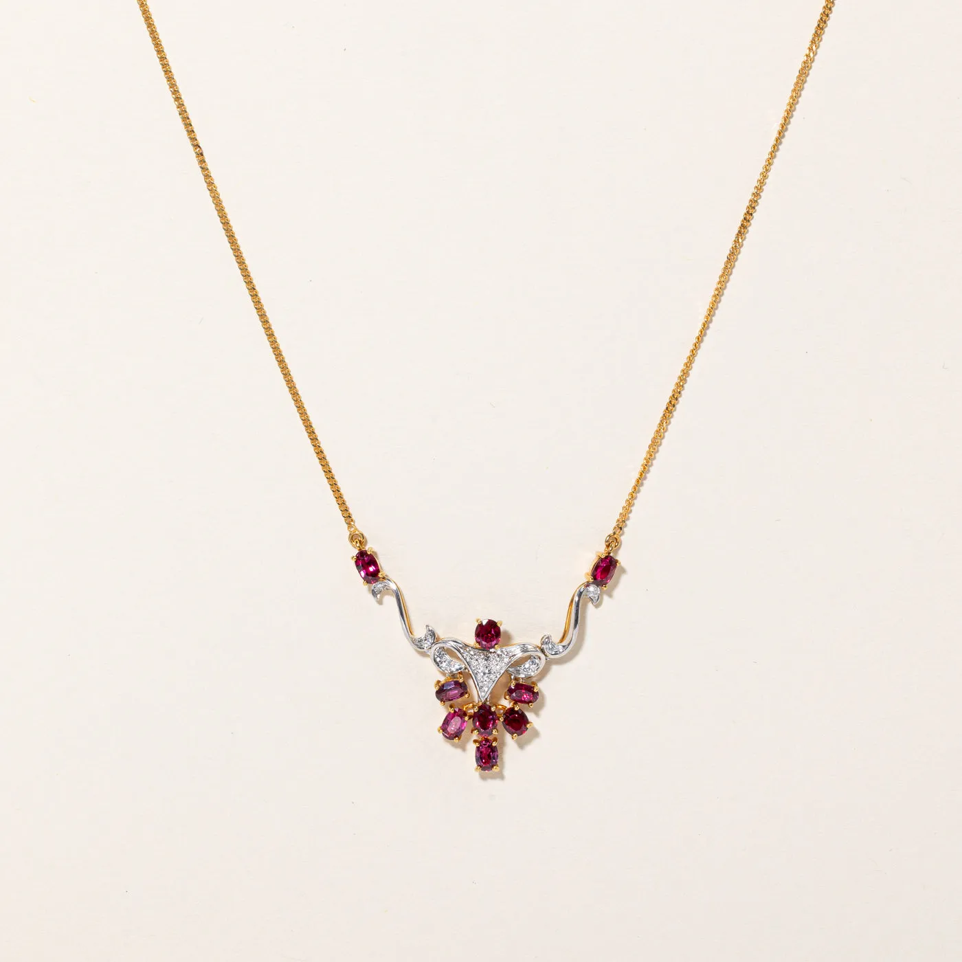 Ruby & Diamond Pendant Necklace | 1.85ctw, 0.13ctw | 16" |