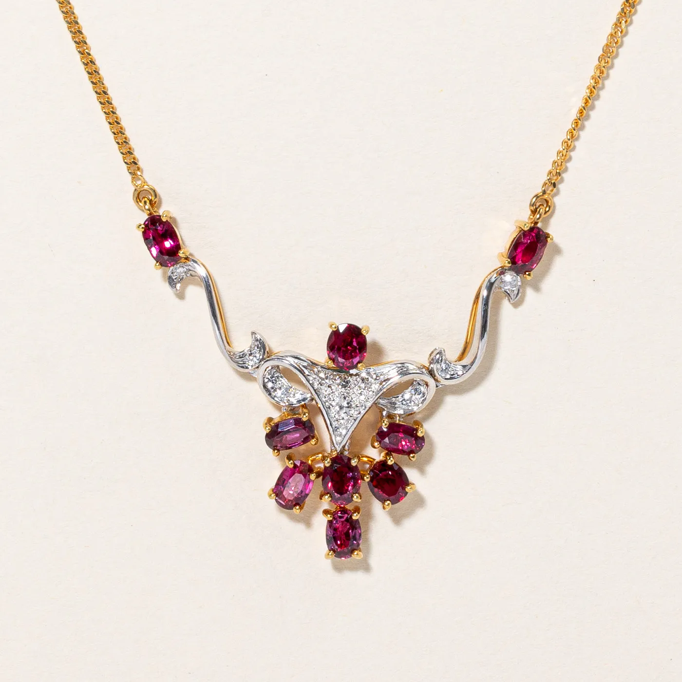 Ruby & Diamond Pendant Necklace | 1.85ctw, 0.13ctw | 16" |