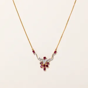 Ruby & Diamond Pendant Necklace | 1.85ctw, 0.13ctw | 16" |