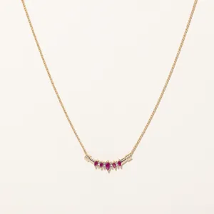 Ruby & Diamond Scoop Pendant Necklace | 0.50ctw, 0.08ctw | 16" |