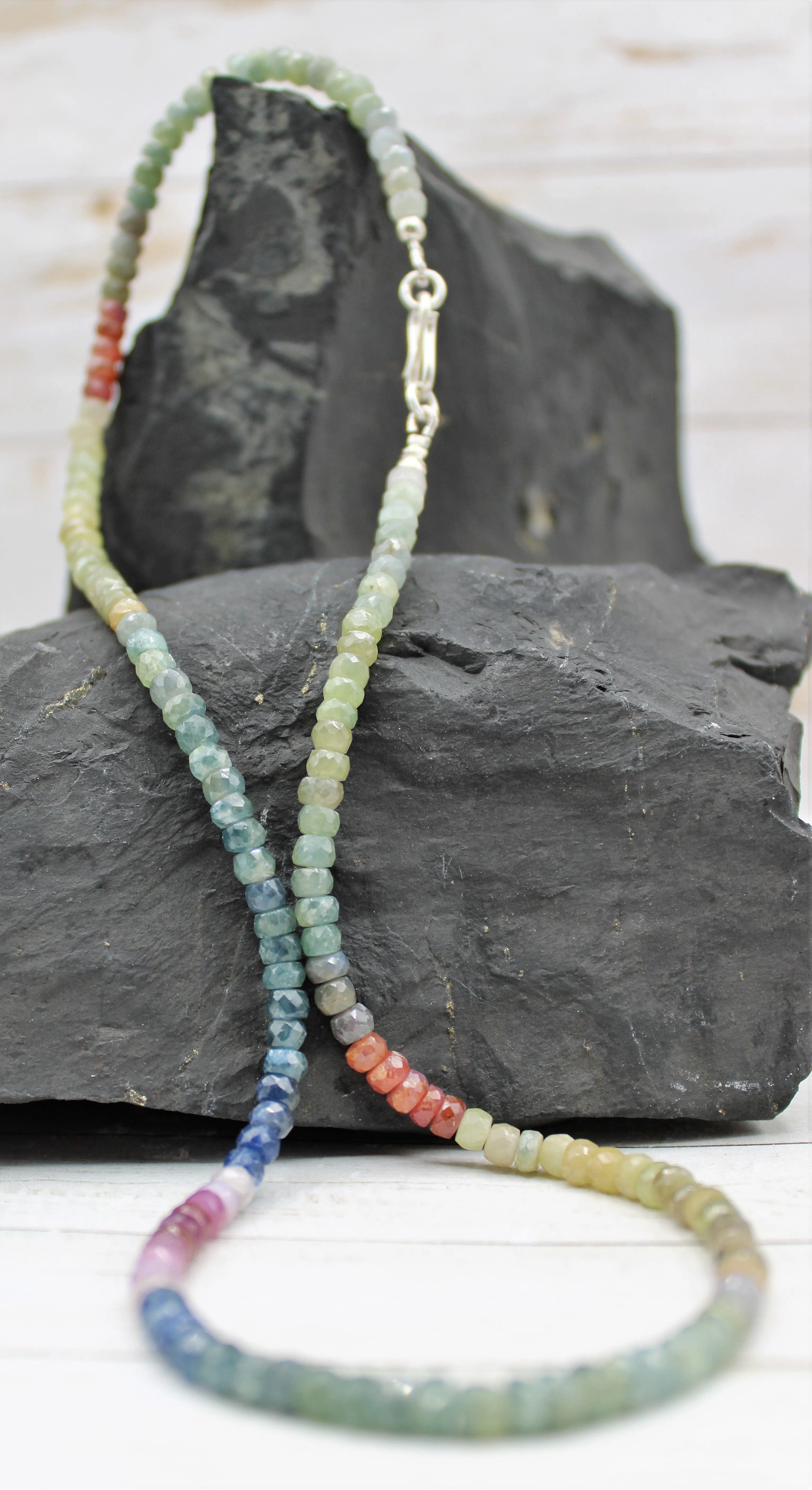 Ruby & Sapphire Sterling Silver Necklace