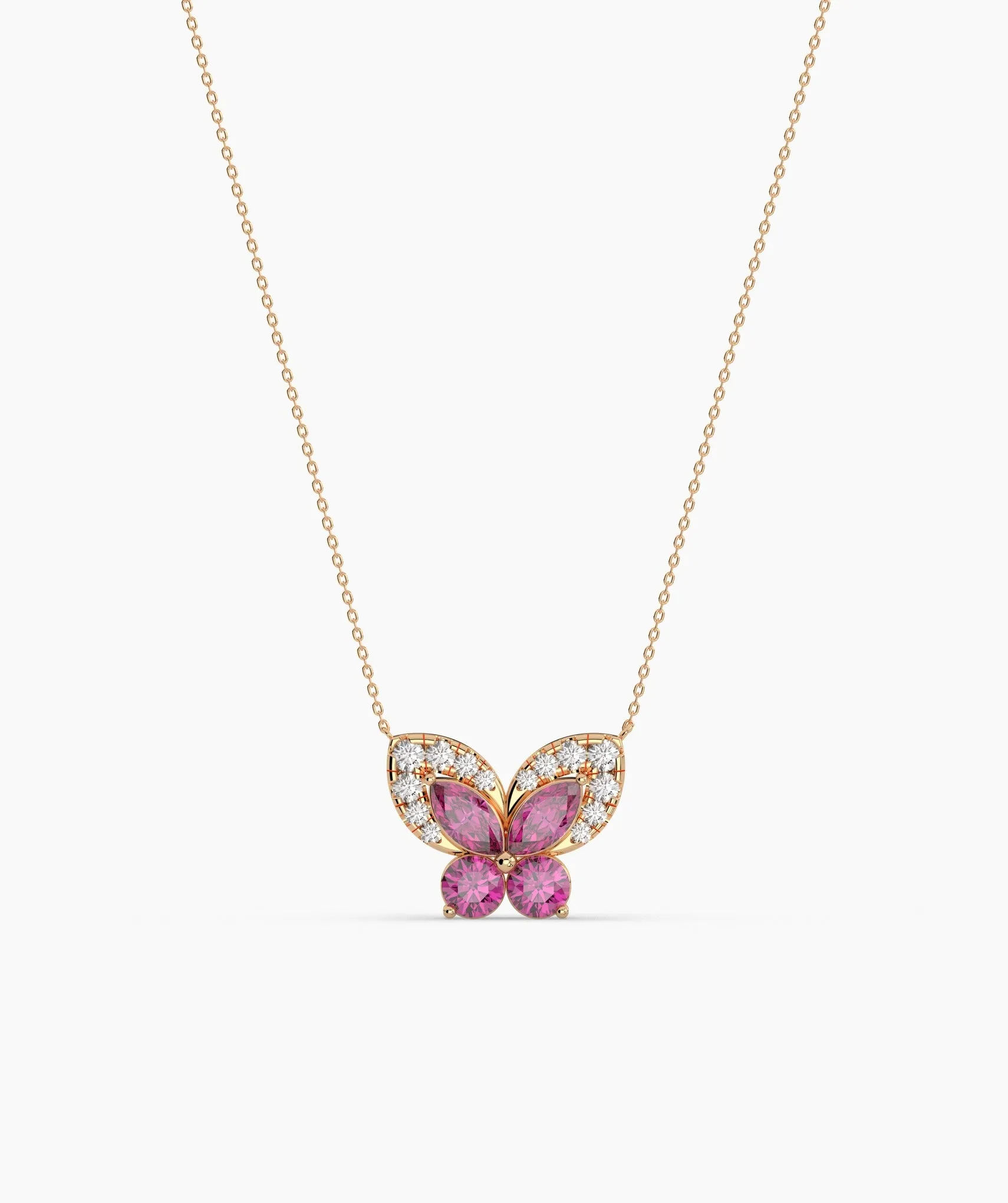 Ruby Butterfly Gold Necklace