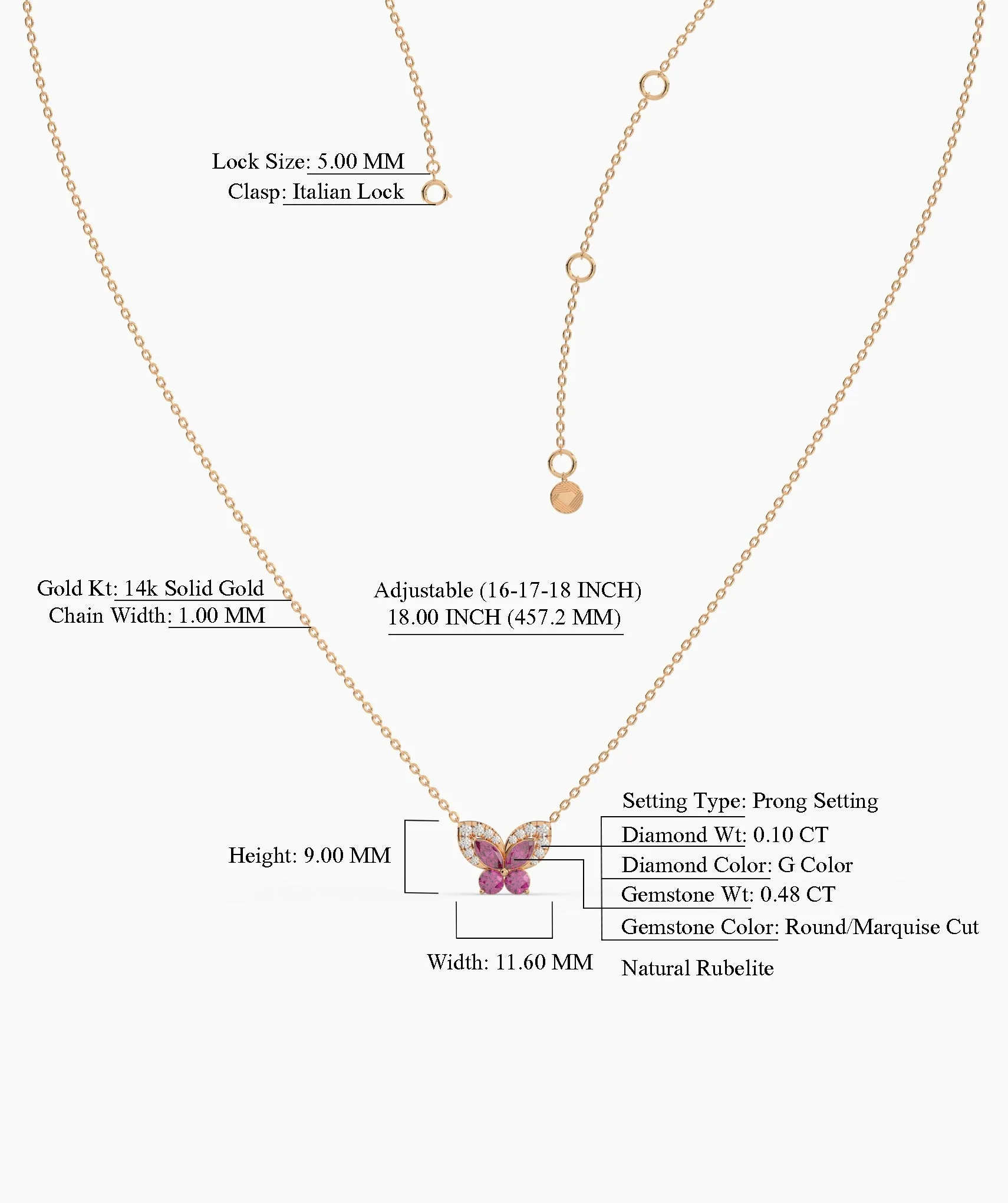 Ruby Butterfly Gold Necklace