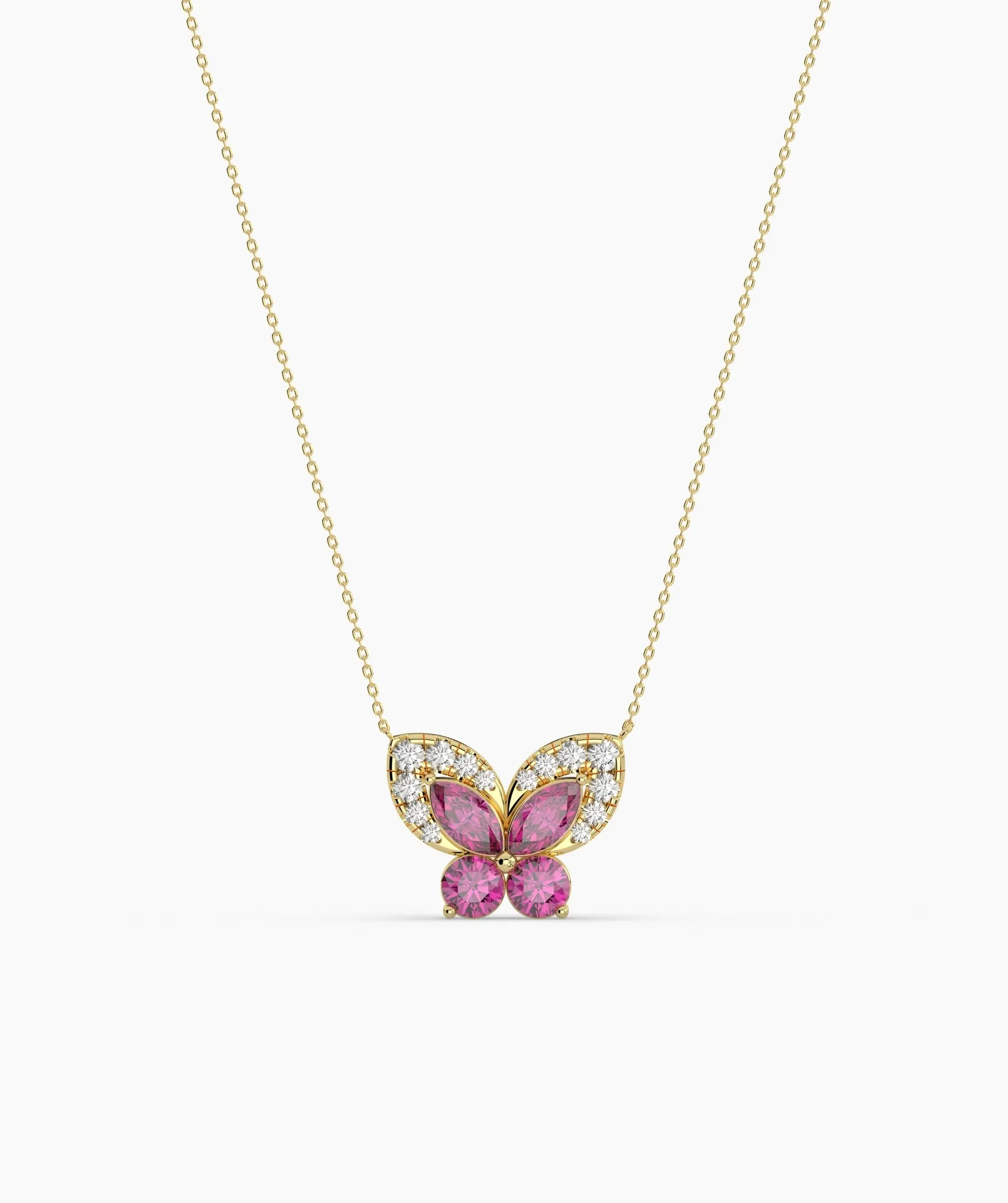 Ruby Butterfly Gold Necklace