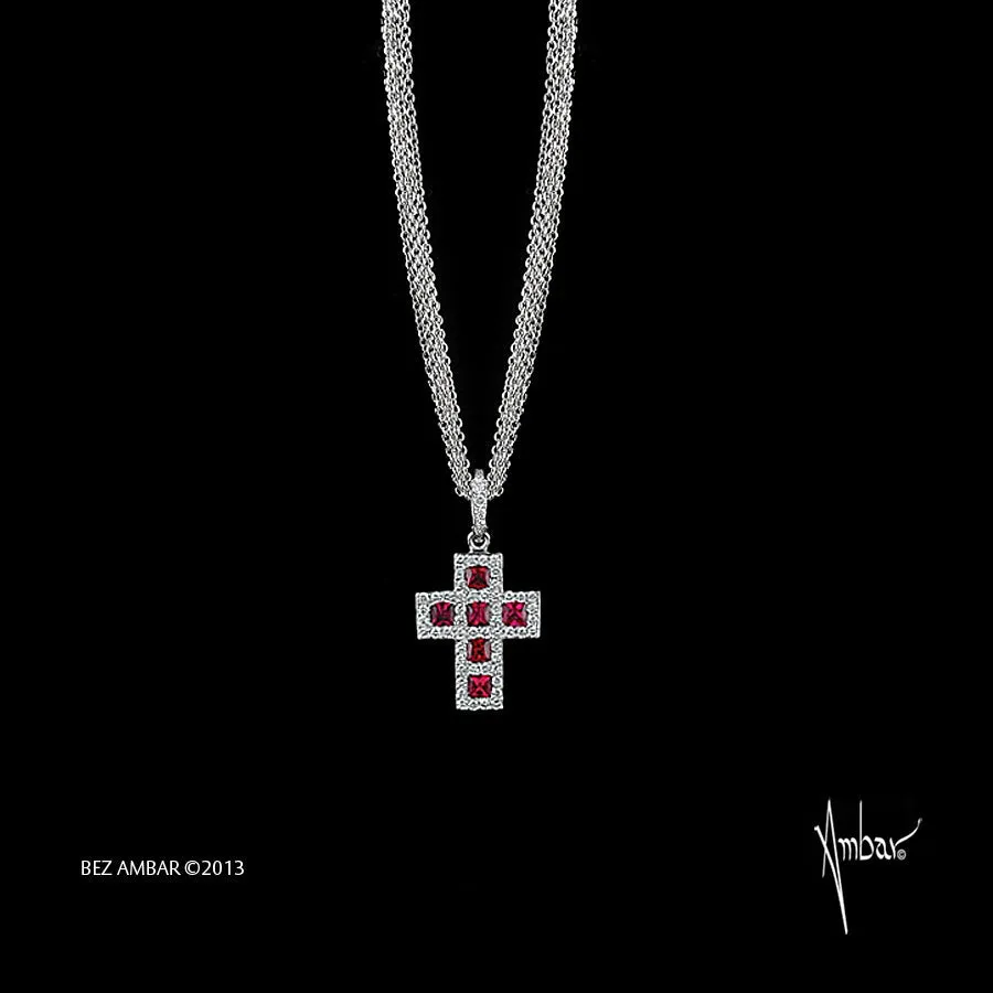 Ruby   Diamond Cross Pendant