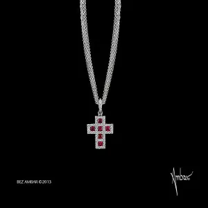 Ruby   Diamond Cross Pendant