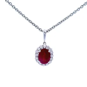 Ruby PendantSet in White Gold and White Gold Chain