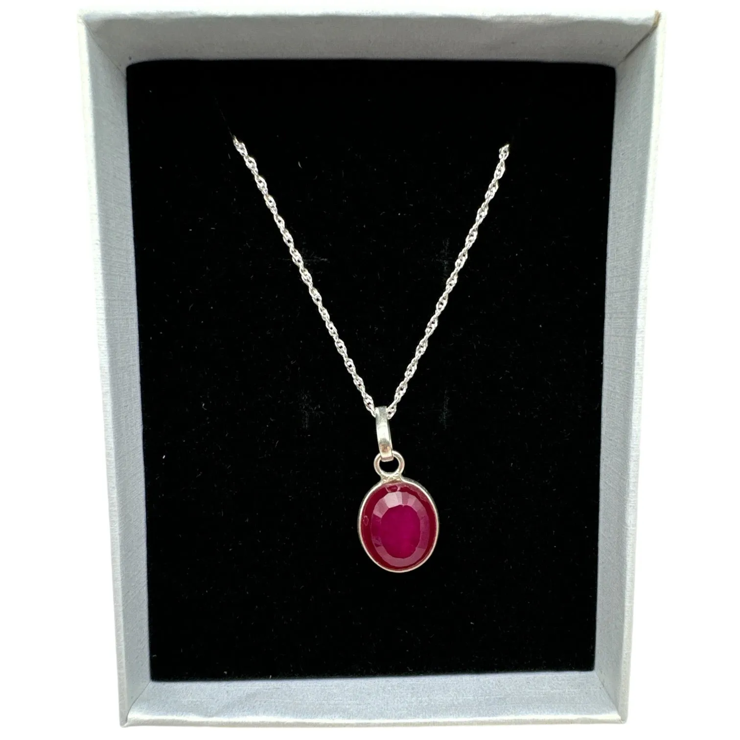 Ruby Solid 925 Sterling Silver Necklace
