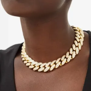 RUTH PAVÉ XL CURB CHAIN COLLAR NECKLACE - GOLD