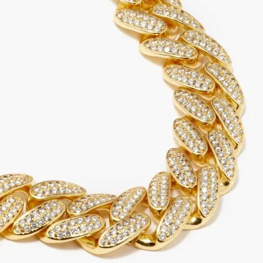 RUTH PAVÉ XL CURB CHAIN COLLAR NECKLACE - GOLD