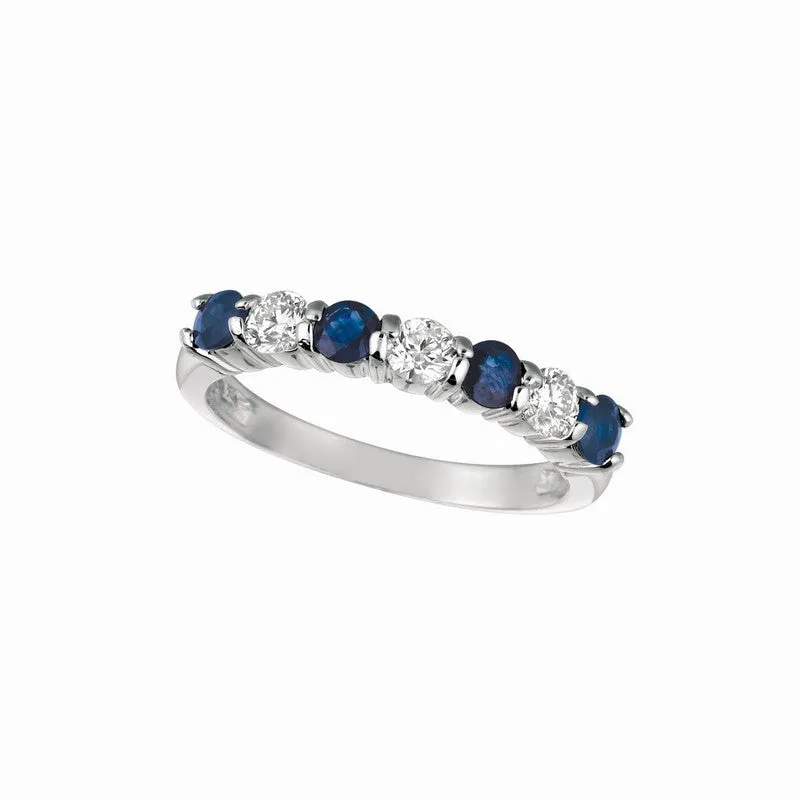 SAPPHIRE & DIAMOND 7 STONES RING 14K GOLD (1.59 CTW)