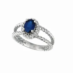 SAPPHIRE & DIAMOND OVAL RING 14K GOLD (1.37 CTW)