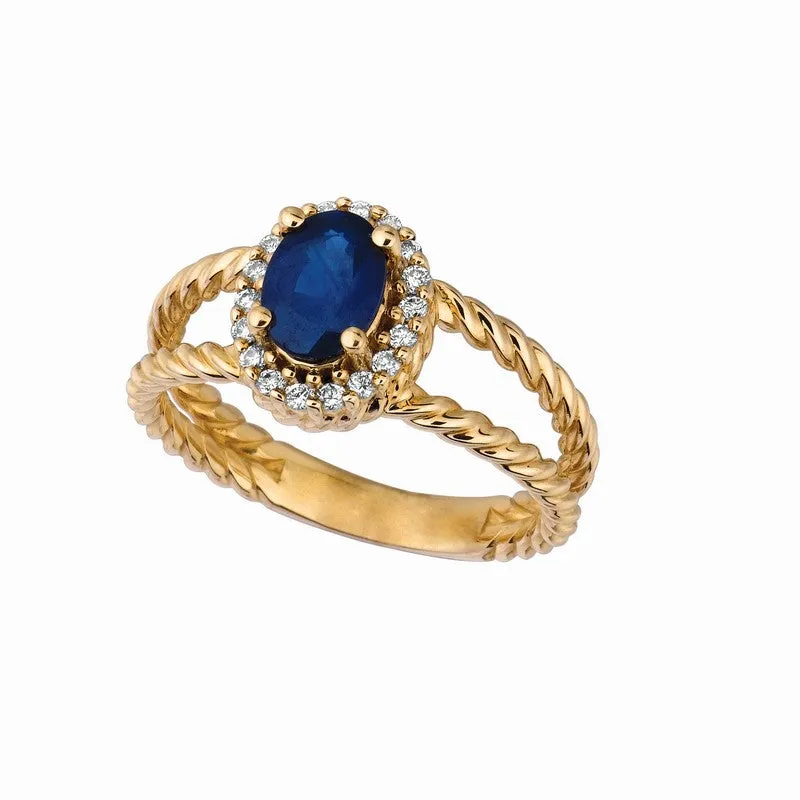 SAPPHIRE & DIAMOND OVAL RING 14K GOLD (1.37 CTW)