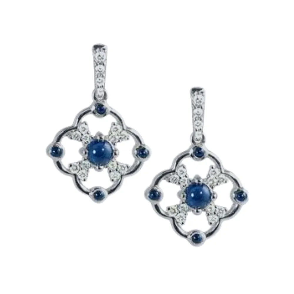 Sapphire Cabochon and Diamond Dangle Earring
