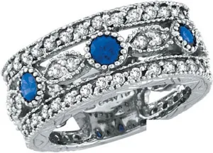 SAPPHIRE ETERNITY AND DIAMOND RING BAND 14K GOLD (2.11 CTW)