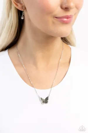 Seize the Smolder - Silver - Hematite Crushed Rhinestone Druzy Paparazzi Short Necklace
