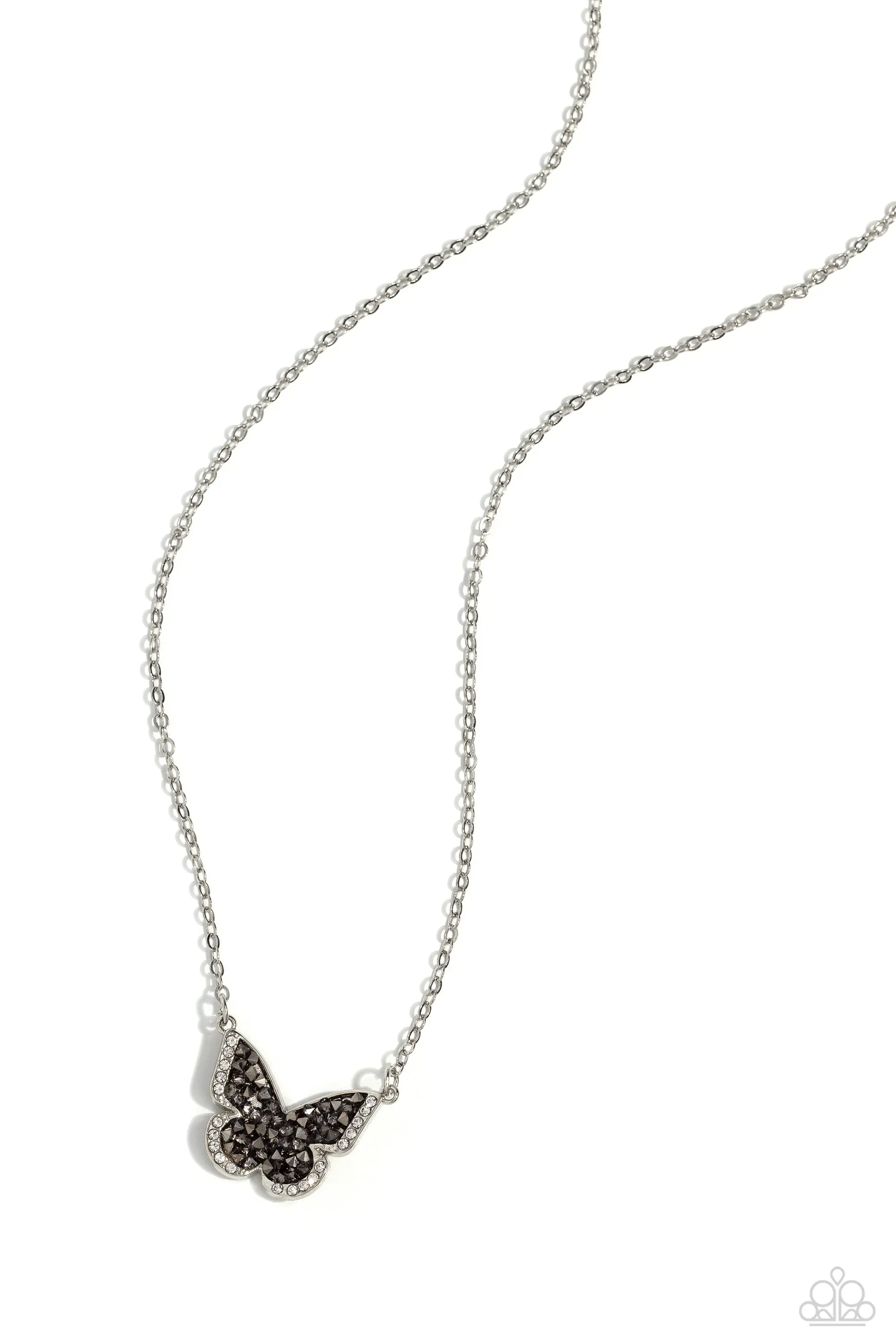 Seize the Smolder - Silver - Hematite Crushed Rhinestone Druzy Paparazzi Short Necklace