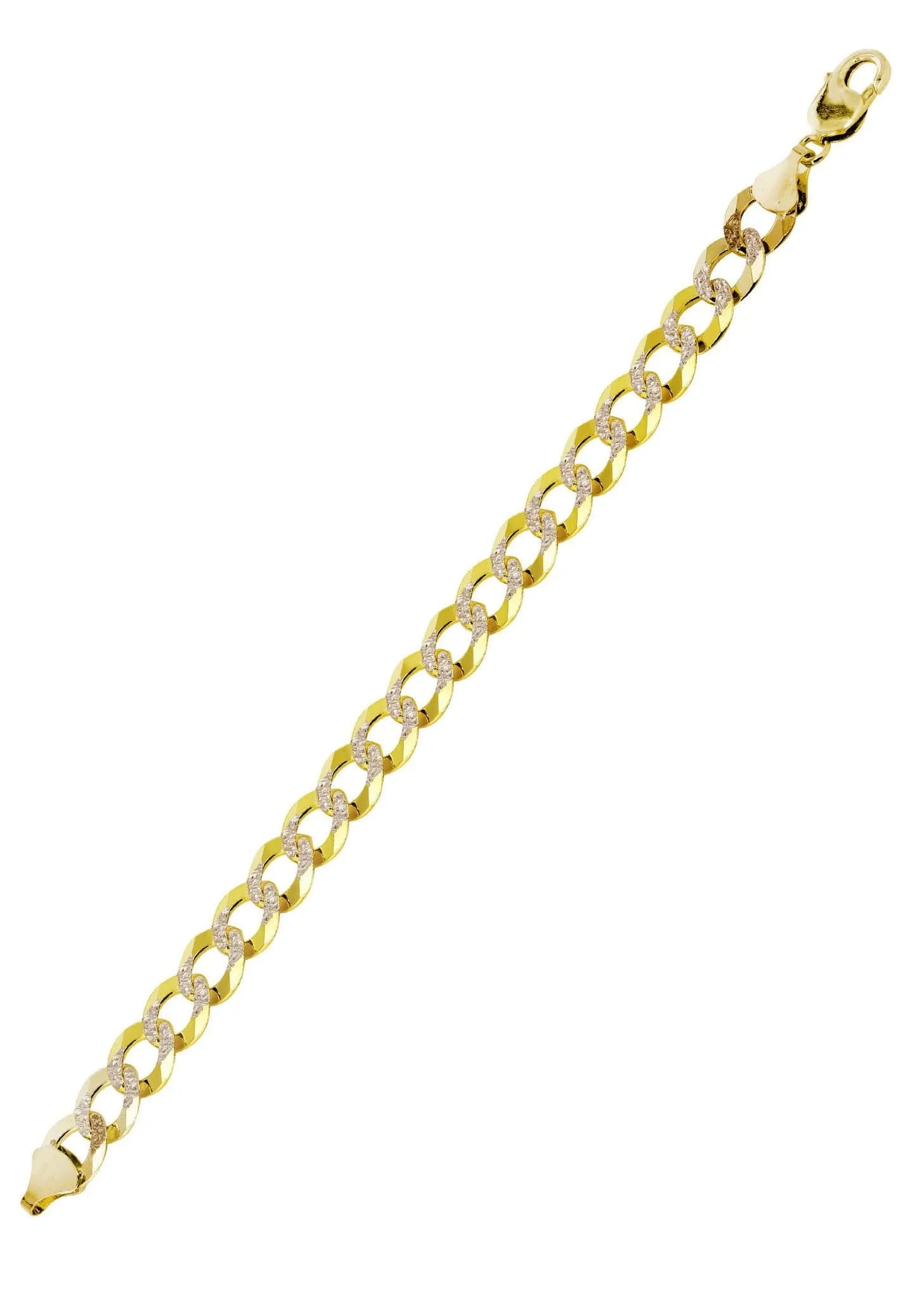 Semi Solid  Mens Diamond Cut Cuban Bracelet 10K Yellow Gold