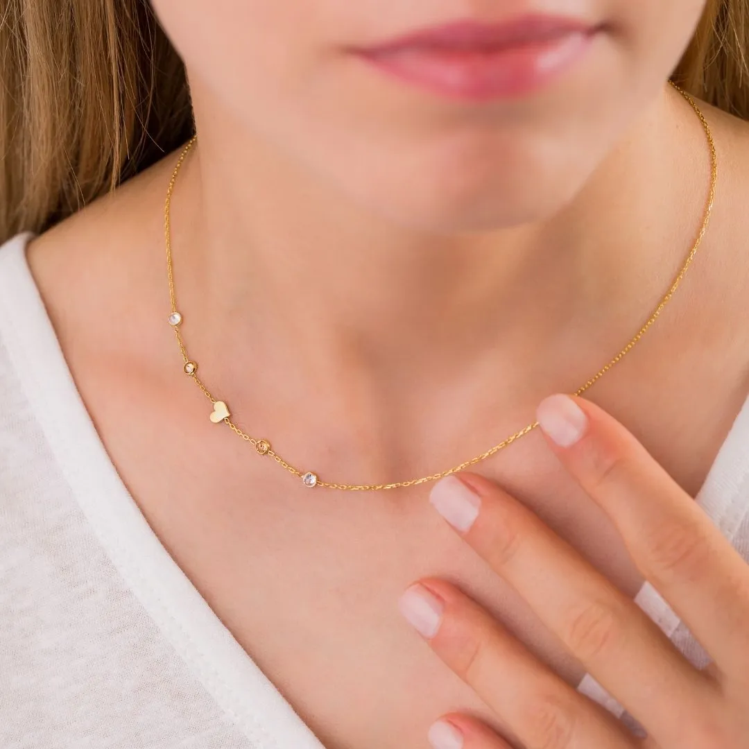 Sideways Birthstone and Letter Necklace
