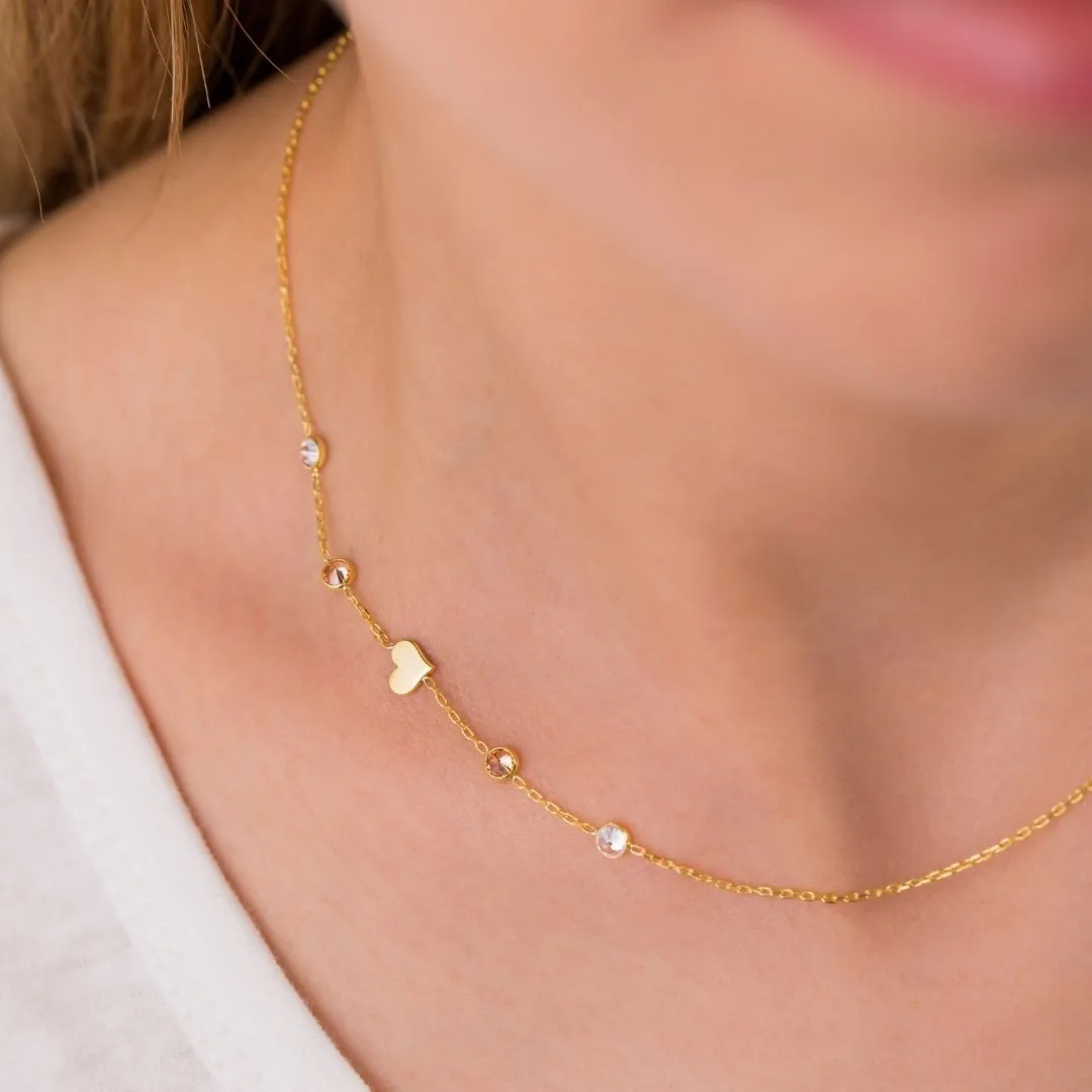 Sideways Birthstone and Letter Necklace