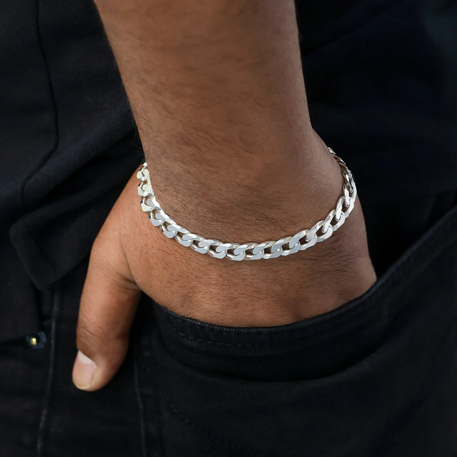 Silver Bracelet for men - Cuban Link Chain Bracelet